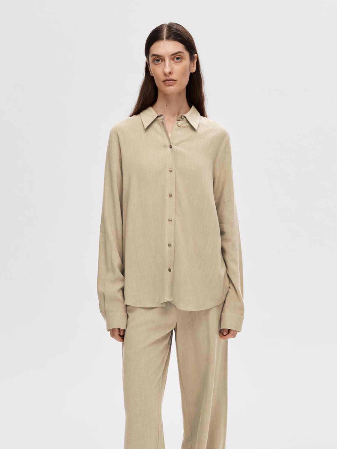 Viva lin skjorte - Beige/ Greige